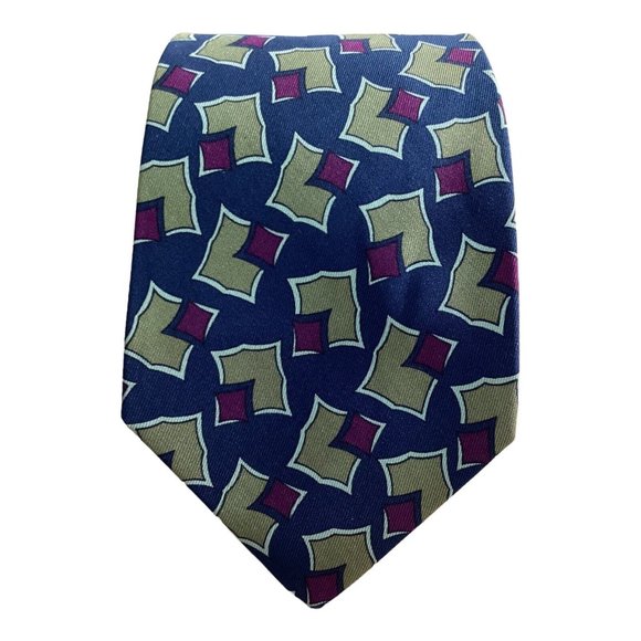 CHANEL PARIS Blue Geometric Silk Tie Made In Italy 56"-3".1/4 EX COND - Picture 1 of 5